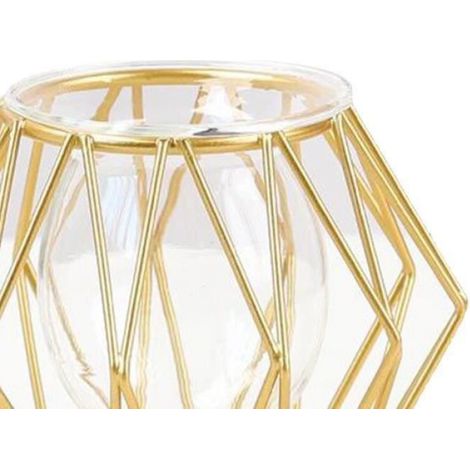 Vase - Verre Et Metal - Geometrique 3D - Jaune - Pour Decoration Interieure - 1 Unite (1/4)