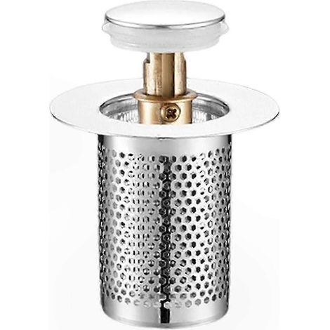 Bouchon d'évier en laiton durable avec récupérateur de cheveux, compatible avec une utilisation en salle de bain. (1/5)