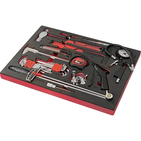 Assortimento di 29 utensili SOGI TER-25 - martelli - set di chiavi varie misure - pistola aria e pneumatici - per auto