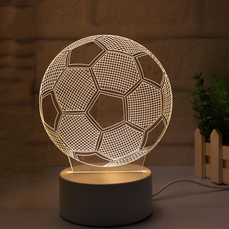 Veilleuse 3D à football avec illusion d'optique et contrôle tactile de changement de couleur, lumière d'ambiance 7 couleurs pour chambre. Lampe LED incluse, alimentation DC fournie (1/4)