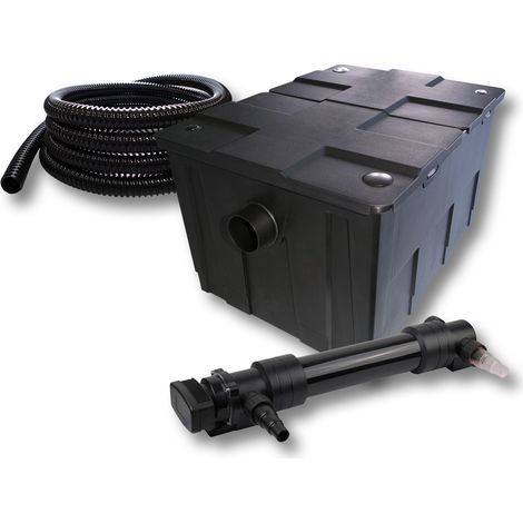 SunSun Kit complet: CBF-550 Filtre de bassin jusqu'à 60000 L Biologique, CUV-636 lampe uv UVC Clarificateur avec 36W, 5m Tuyau 25 mm (1")