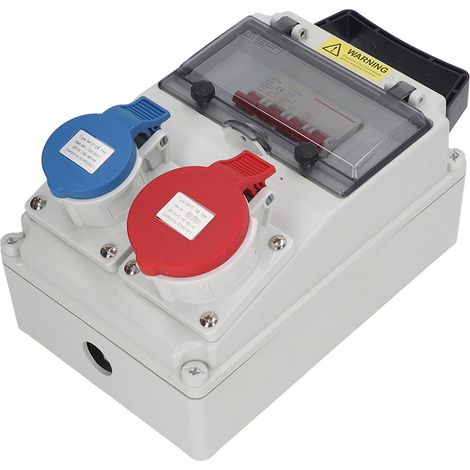 Unité de distribution d'énergie portable 230 V/400 V CA avec disjoncteur, unité de distribution d'énergie de terrain à 5 pôles avec 1 prise Schuko. (1/5)