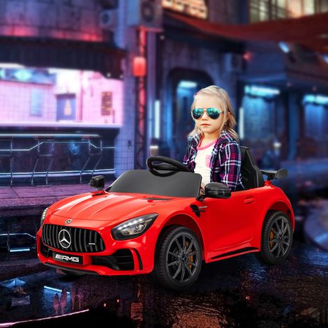 Voiture électrique pour enfants. Mercedes. 3-5 km/h. télécommande. lumières et musique. rouge