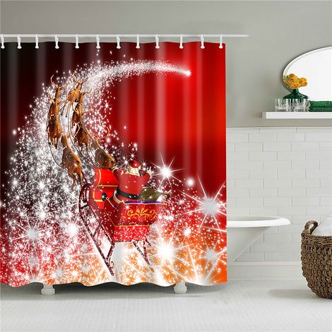 Rideau De Douche - Polyester - Motif De Noël - 120 X 180 Cm - Pour Salle De Bain (1/5)