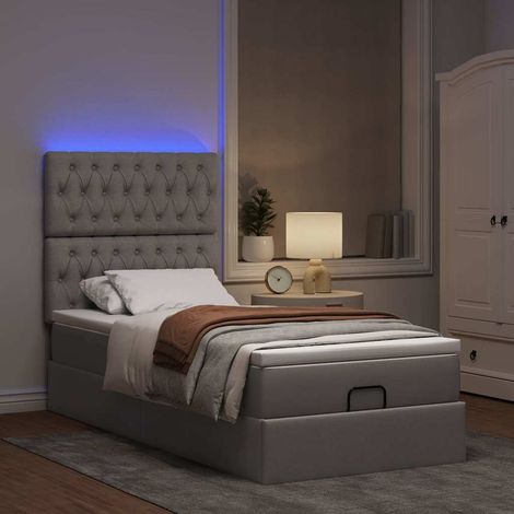 Maison Exclusive - Pouf Letto con Materasso e LED Tortora 90x200 cm in Tessuto (1/5)