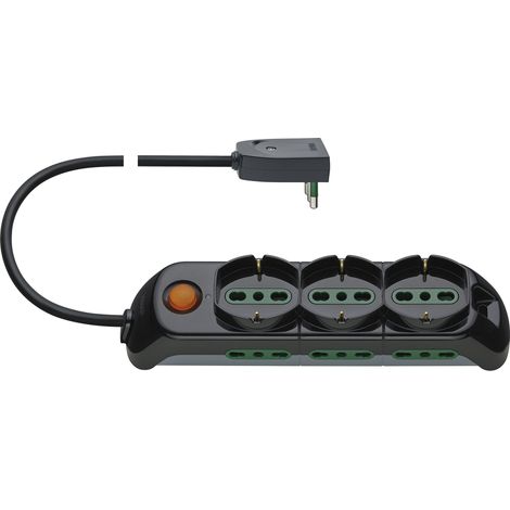 Vimar Multipresa 9 uscite con Interruttore - 3 Prese Universali e 6 Bipasso - Spina orientabile da 16A - Cavo da 1,5 mt. Colore NERO