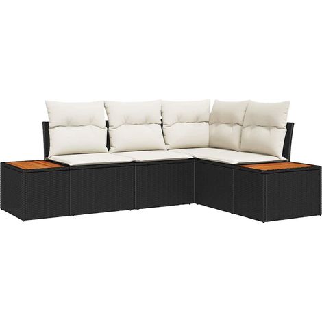Maison Exclusive - Set Divano da Giardino 4 pz 4-Numero di posti Nero e Crema (1/5)