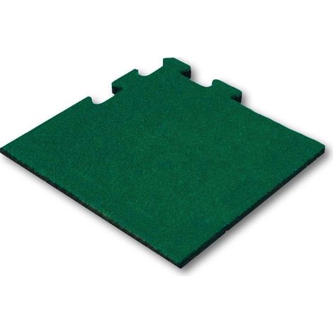 Baldosa de caucho 50 mm - Puzzle 50x50 cm - Verde - Pieza de esquina
