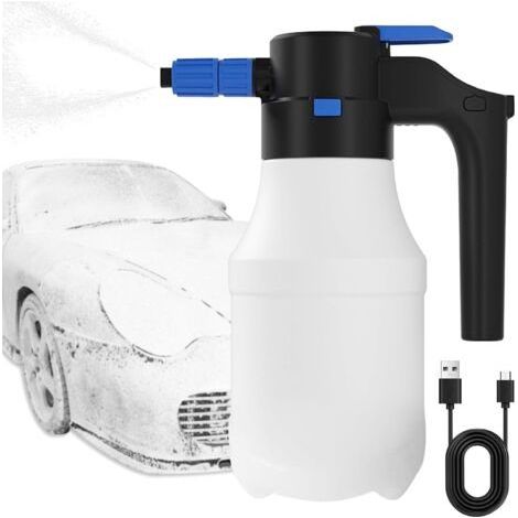 1.5L Electric Foam Sprayer, Battery Powered Car Wash Foam Sprayer with 4500mAh USB Rechargeable Cordless Pump, White (1/4)