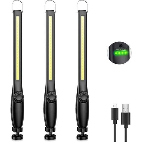 LED-Arbeitsleuchte für Mechaniker, wiederaufladbare Arbeitsleuchte, dimmbare COB-Werkstattleuchte, LED-Taschenlampe für Auto, Garage, Camping (3 Stück) (1/5)