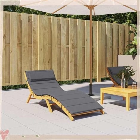 Coussin de chaise longue - VINGVO - 361852 - Anthracite - Tissu Oxford résistant à l'eau - 180x60x4 cm (1/5)