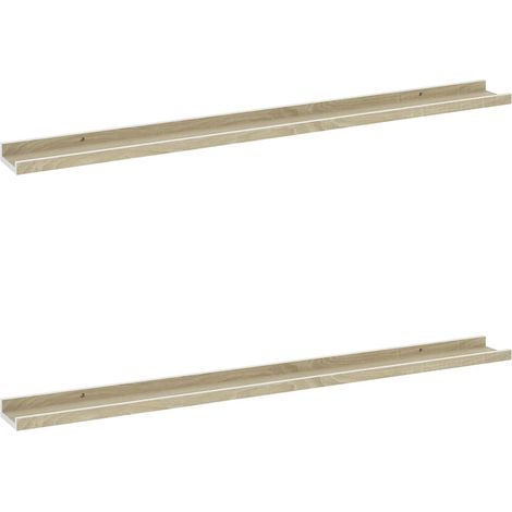 vidaXL Étagères murales 2 pcs blanc et chêne sonoma 100x9x3 cm