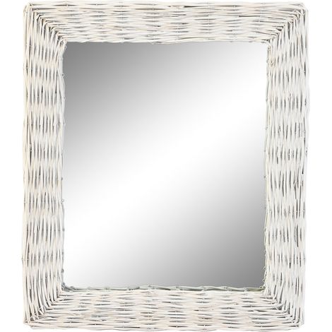 Crystal Wicker Mirror 53.5x4x62.5 Weiß geflochtenes Glas MDF -Material mehrfarbige Farbfamilienspiegel Details (1/3)