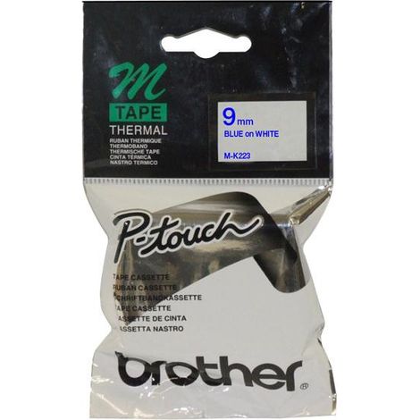 Brother M-K223 9mm Blue on White Tape nastro per etichettatrice (1/2)