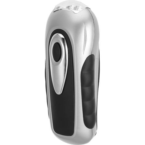 Lampe Torche LED à Manivelle Étanche Argentée Portable pour Randonnée et Coupures de Courant, Matériau ABS et Caoutchouc Résistant (1/5)