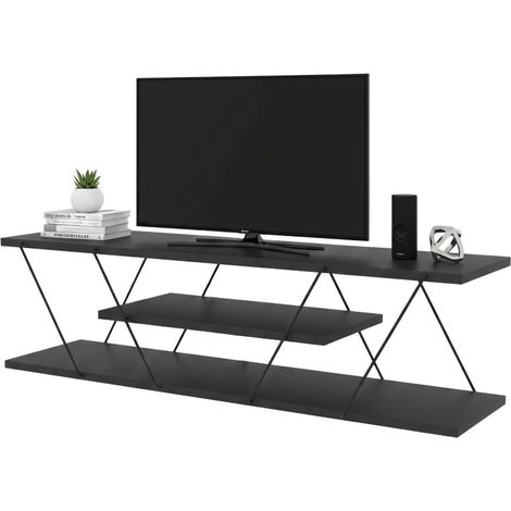 Dmora - Mobile porta TV Desdemona, Credenza da soggiorno, Armadio basso per TV, Base parete attrezzata, 120x30h33 cm, Antracite e Grigio