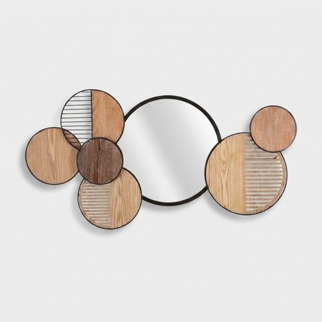 Espejo decorativo de pared en metal y MDF Woody (1/5)