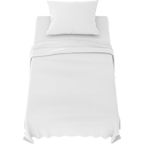 Parure de Lit 90x190 cm Blanc Microfibre Douce (1/5)