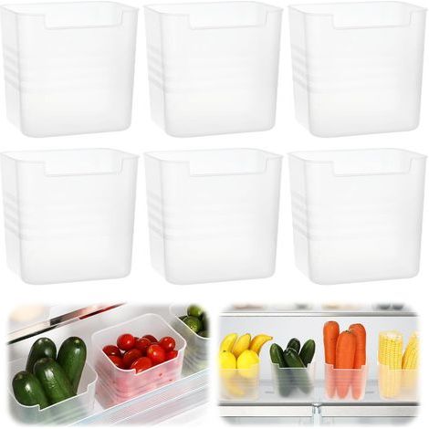 Organizer Frigo, 6 Pièces Boite de Rangement Frigo Transparent, GardeManger Rangement, Organiseur Frigo pour Réfrigérateur Cuisine et Armoires(10x11x8cm) (1/5)