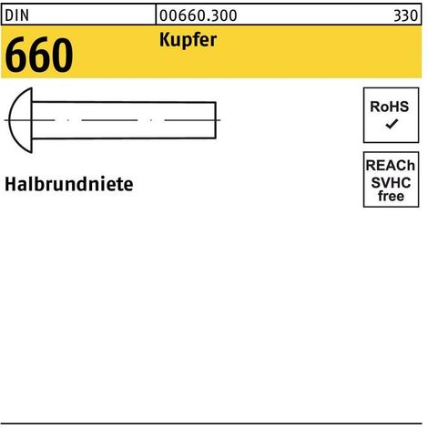 Rivets demi-ronds DIN 660 4x 20 cuivre 1000 pièces