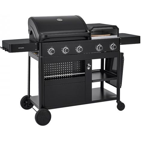 Cook'In Garden – Barbecue à gaz 3 en 1 – 3 brûleurs 15 kW – Surface de cuisson 60 x 45,5 cm – Plancha et four à pizza intégrés (1/5)