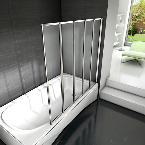 Mamparas de Bañera Biombo Plegable Cristal 4mm Gris Mate - 5 cristale plegable 120x140cm