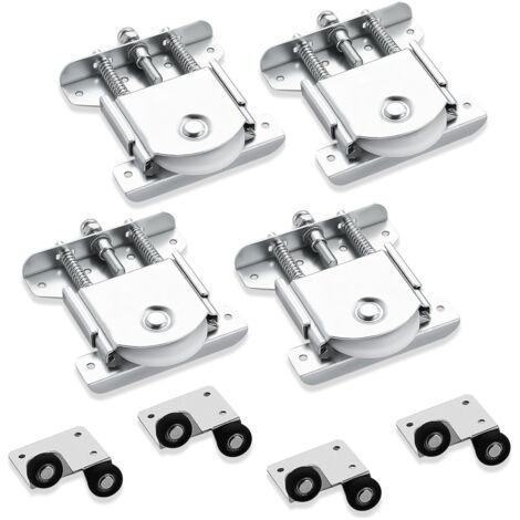 4 Pack Furniture and Cabinet Casters - Galvanized with Double Spring - Silent Casters for Sliding Doors and Sliding Door Tracks (1/5)