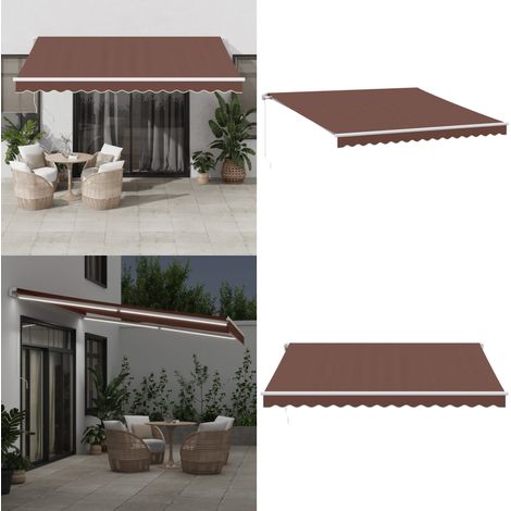 Markise Manuell mit LED Braun 400x300 cm - Markise - Gartendekoration - Sonnenschutz - Outdoor Möbel - Patio Deko - Home & Living (1/5)