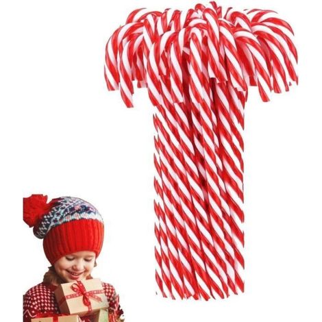 50 pièces ornements canne à sucre, décorations suspendues en plastique rouge et blanc, 14 cm, pour arbre de Noël