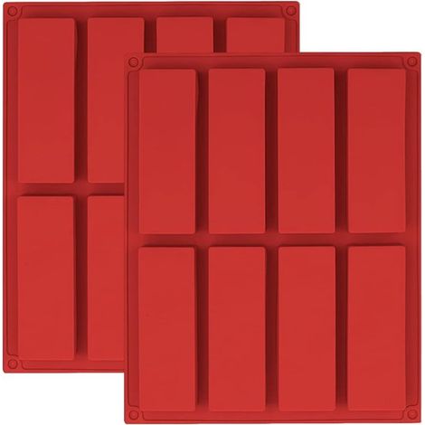 2 Müsliriegel-Backformen, rechteckige Silikon-Backform mit 8 Mulden für Brot, Kuchen, Schokoriegel, Müsliriegel und Kekse