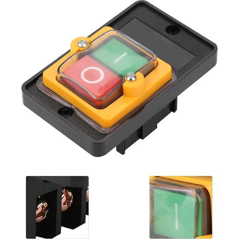 Waterproof Push Button Switch AC220V/380V 10A Self-locking Bench Drill Switch Automatic Reset for Drill Press, Saws (1/5)