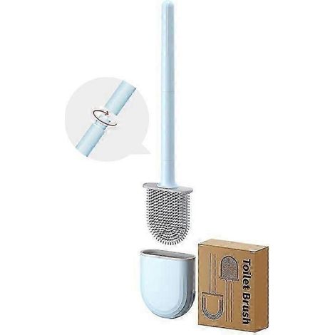 Brosse WC murale Hengjia sans perçage, sans angles morts, avec tige amovible, bleu iceberg, étanche.-AquaForge
