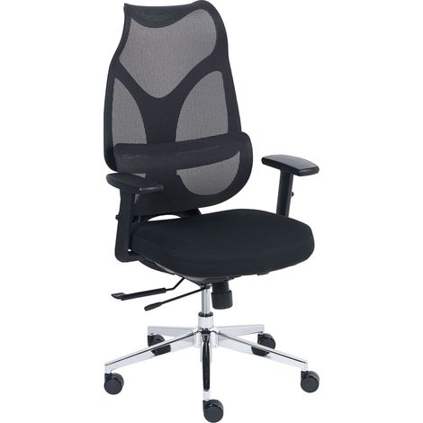 Sedia da Ufficio Ergonomica Nera in Tessuto a Rete con Supporto Lombare, Braccioli Regolabili e Seduta Scorrevole Velio (1/5)