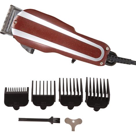 Tondeuse à cheveux professionnelle en acier inoxydable, ergonomique, rouge, pour homme, usage domestique et salon, prise US 110V, coupe-cheveux de précision (1/5)