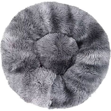 Lit pour Chat, Coussin Fluffy, Doux Lavable pour Chats Chiens (Tie-dye gris foncé, 40 cm), Ensoleillé (1/4)