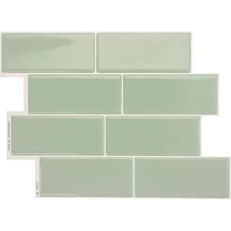 4 feuilles Crédence adhésive, carreaux verts autocollants, 29,4 x 21,3 cm, pour cuisine et salle de bain (1/5)