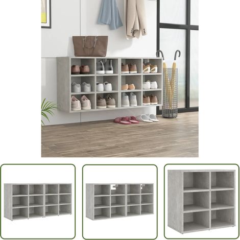 The Living Store Schuhregale 2 Stk. Betongrau 52,5x30x50 cm - Schuhschrank - Schuhregal - Holzwerkstoff Möbel - Garderobe - Einbauschrank (1/5)