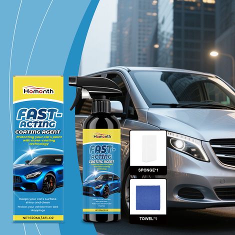 Car Coating Spray Kit - Car Coating, Paint Protection, Mirror Protection, and Refurbishment Spray - Car Coating Spray 120ml1 + Sponge1 + Towel1 (1/5)