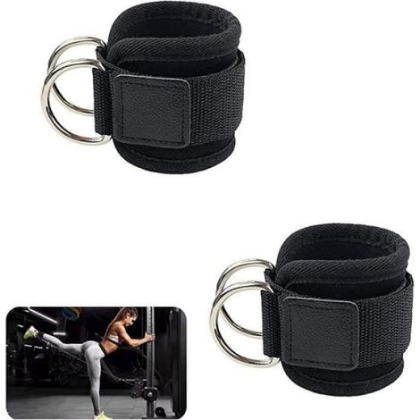 Sangle Cheville - Acier Revêtu Poudre - Compatible Machine À Câble Et Machine Smith - Pour Extensions Jambes Abducteurs Ischio-Jambiers - 2 Pièces