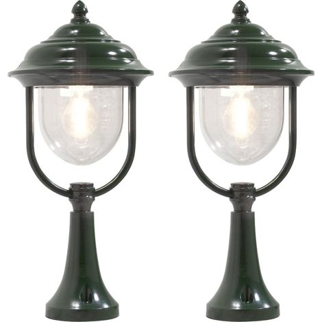 2er-Set grüne Sockelleuchten PARMA aus Aluminium, E27, IP43, H.: 54 cm (1/5)