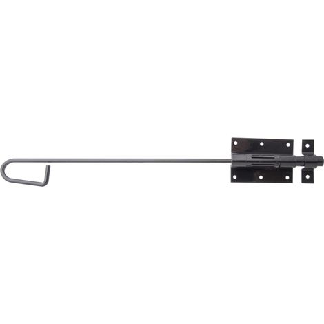 Verrou baïonnette extra long avec gâche soudée – Plaque 95 x 67 mm – Acier plastifié noir – Pour portails et portes de grande taille – Alberts