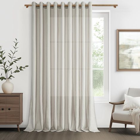 Rideaux Voilage Fenetre Lin Naturel Semi-Transparent Rideaux Voilages et Draperies Intérieurs à Oeillets Rideau Voile pour Salon Chambre Adulte Baie Vitrée (1/5)