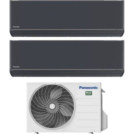 Panasonic Climatizzatore Dual Split Etherea Dark 12+12 con CU-2Z50TBE Inverter R-32 Wi-Fi Classe A+++