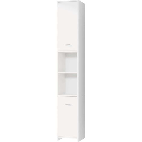 CASARIA® Bad Hochschrank Neapel 180x30x30cm 6 Fächer 2 Türen Badschrank Badezimmerschrank Badmöbel Schrank Regal Weiß