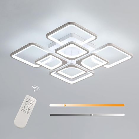 Goeco Plafoniera LED Dimmerabile Moderna 80W – Lampada da Soffitto con Telecomando 3000K-6500K – Quadrata in Alluminio Bianco per Soggiorno Sala da Pranzo Cucina Ufficio Studio (1/5)
