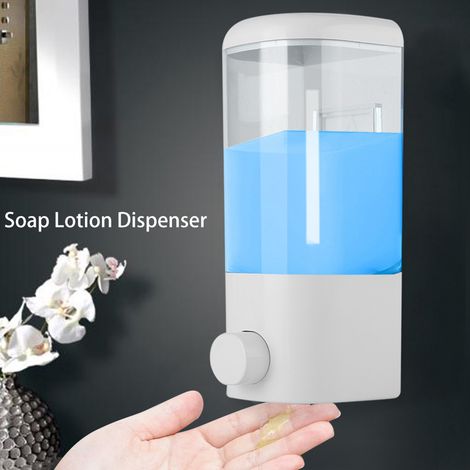 Wandmontierter Flüssigseifenspender 500 ml für Badezimmer, Hotel, robuster Kunststoff, manuelle Pumpe für Shampoo und Lotion, Wandmontage. (1/5)