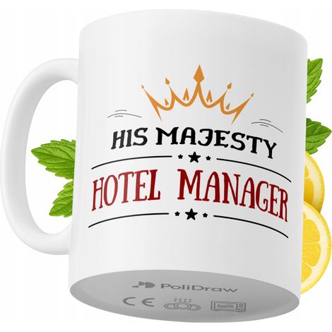 Lustige Kaffeetasse mit witzigem Textdesign für Hotelmanager – ideal für Geburtstage, Namenstage und Feiertage. Hochwertige Tasse für besondere Anlässe im Büro oder Homeoffice. Farbe: Weiß, 330 ml.