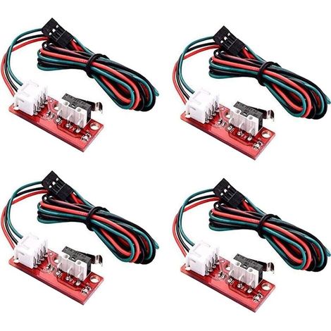 Lot de 4 interrupteurs de fin de course mécaniques pour imprimante 3D, avec indicateur LED, câbles pour imprimante 3D, par exemple MPCNC, RAMPS 1.4, Makerbot Prusa Mendel RepRap, CNC 3018 Pro, Arduino (1/5)