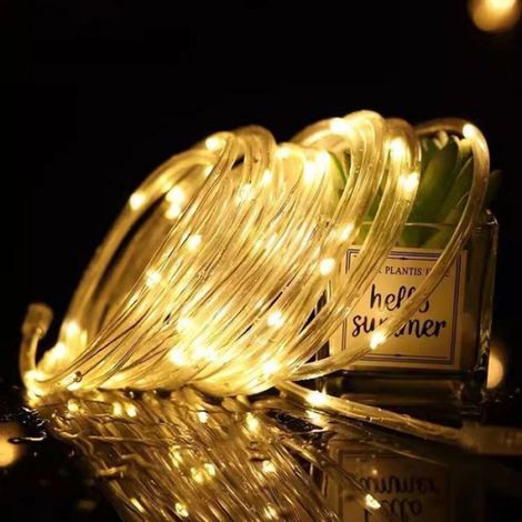 Tube lumineux LED - - 22 m - Jaune chaud - IP44 - 3000 W - Intérieur et extérieur - Installation facile - Solaire (1/4)