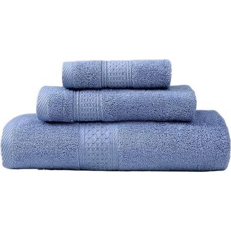 Hochwertige türkische Baumwollhandtücher, weich und saugfähig, 3er-Set, blau, lange Fasern, Geschenkbox (1/4)